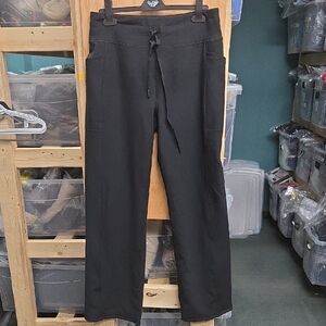 32 Degrees Cool Size L Black Ribbed Straight Leg Yoga Style Pant